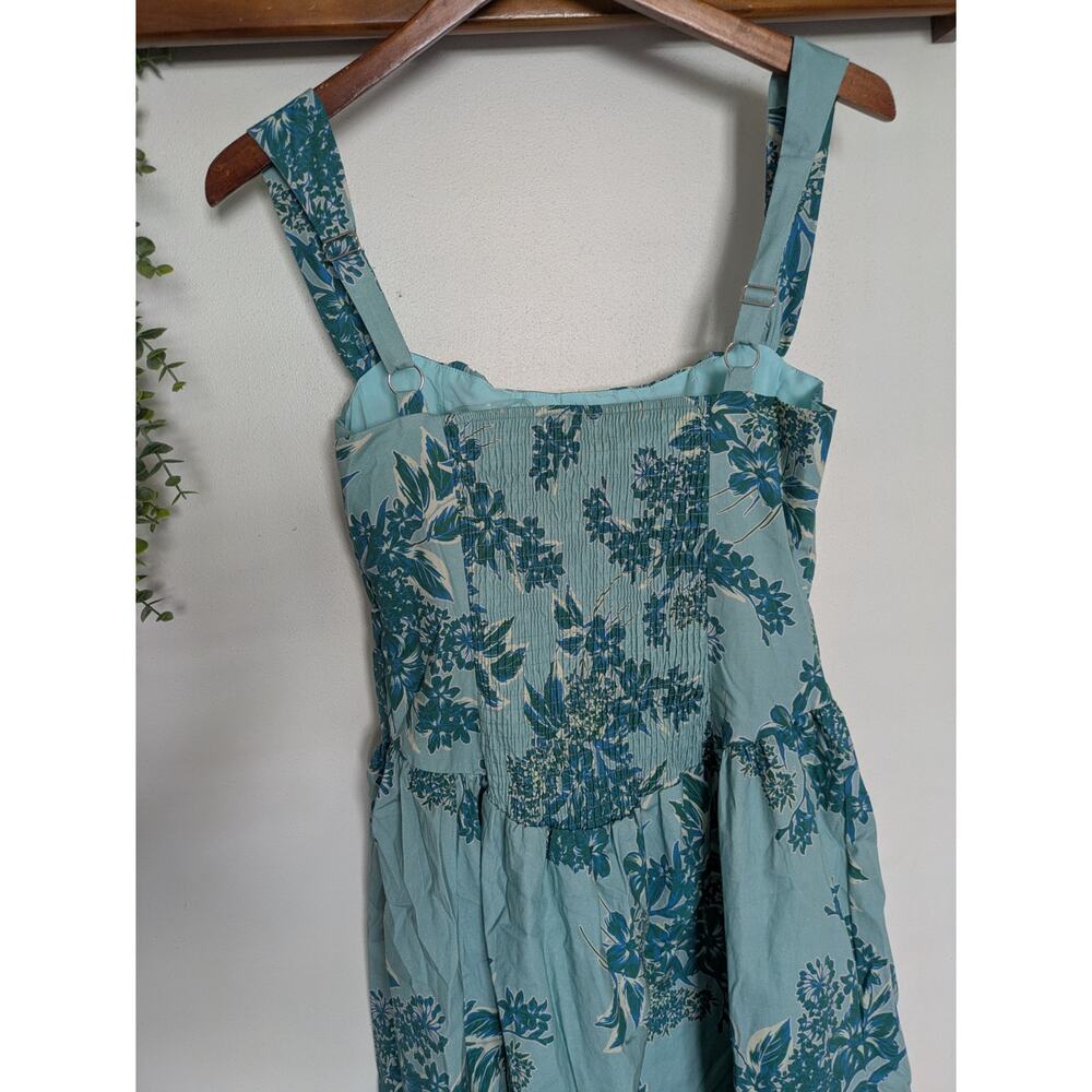 Peppermayo Emmalina Drop-Waist Midi Dress Cloud Nine Floral Aqua Teal Sz M NWT - Picture 7 of 8